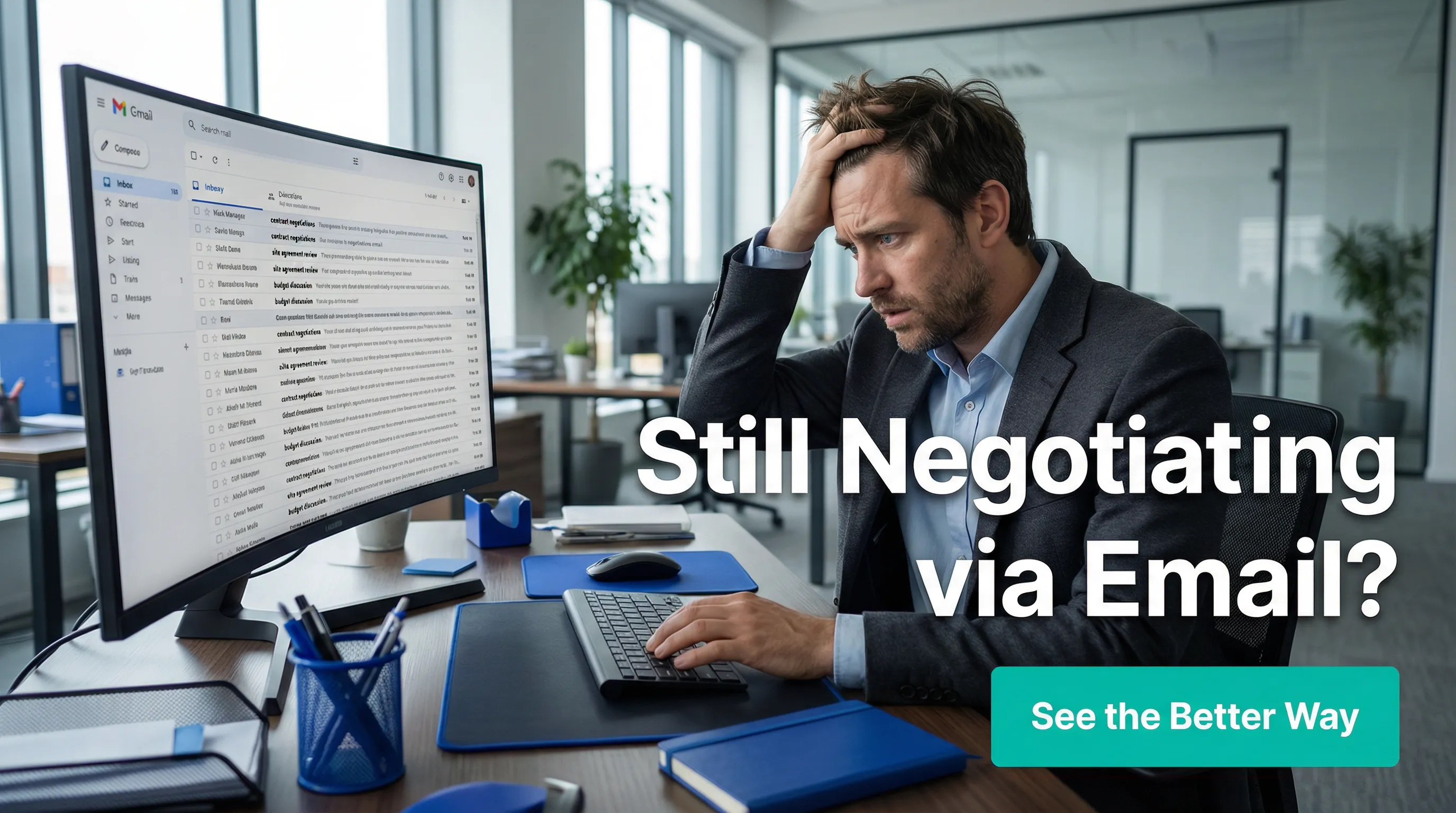 Frustrated professional still negotiating clinical trial contracts via email